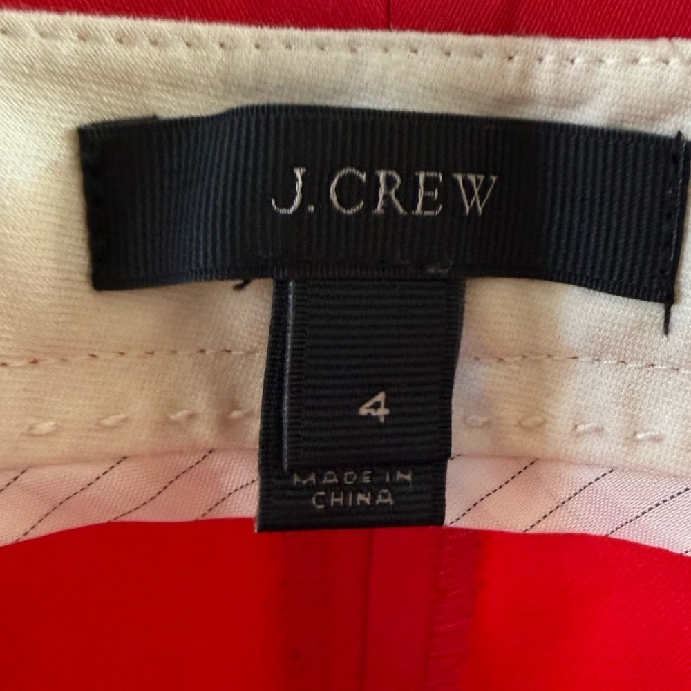 J Crew “Tollegno 1900” Red Classic Fit Straight Leg Pants Size 4 Work Career - Picture 6 of 15